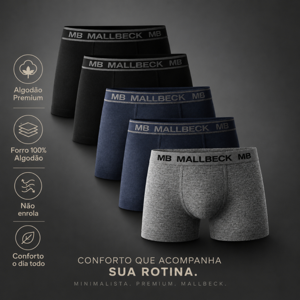 Kit 5 Cueca Masculina Algodão Boxer