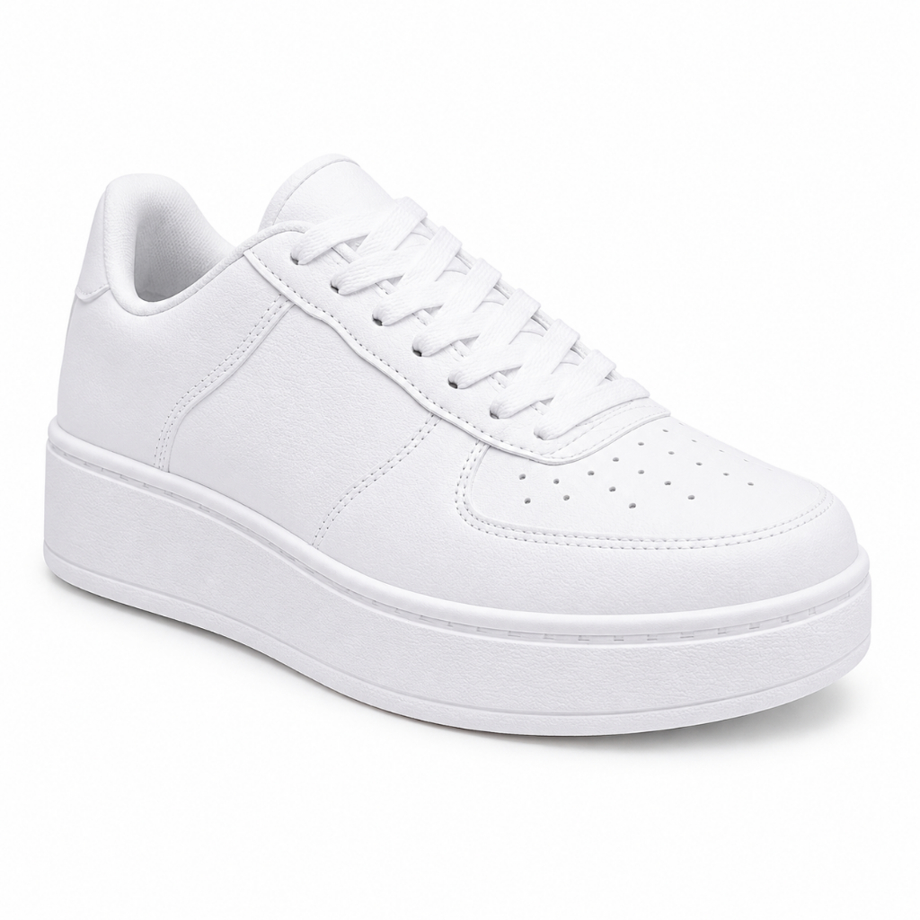 Tênis Feminino Casual Leve Macio Confortável Branco Clean Lindo