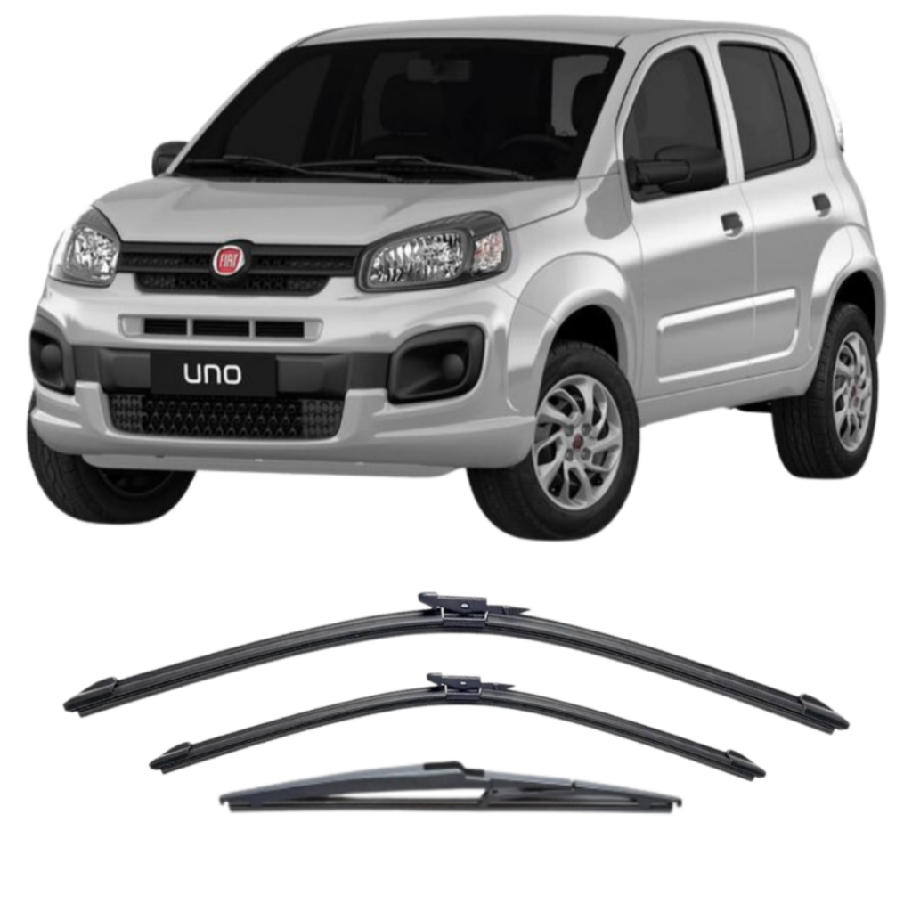 Kit Palhetas Uno Attractive Way 2015 a 2022 Limpador Parabrisa Dianteiro Traseiro
