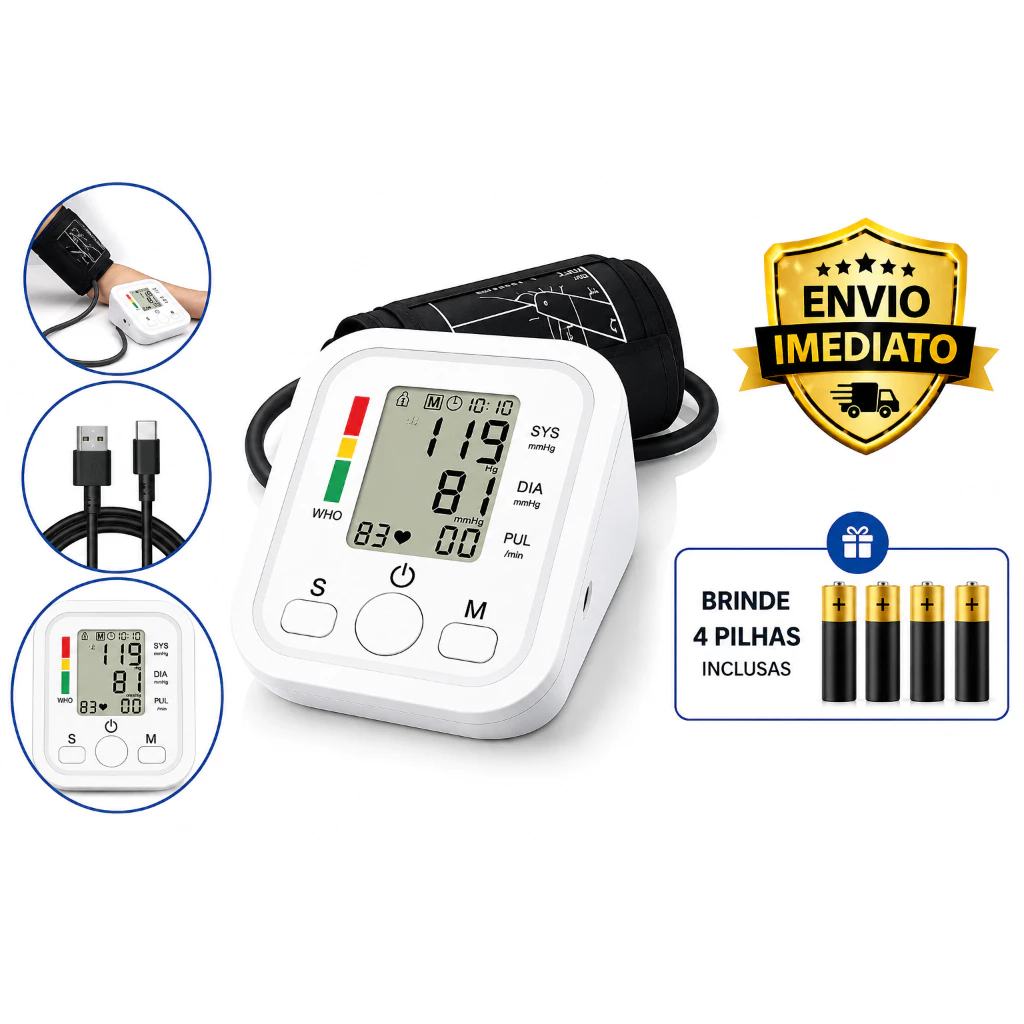 Medidor de Pressão Digital de Braço Automático LCD | Aferidor de Pressão Arterial com Medição Precisa e Fácil Uso — imagem 1