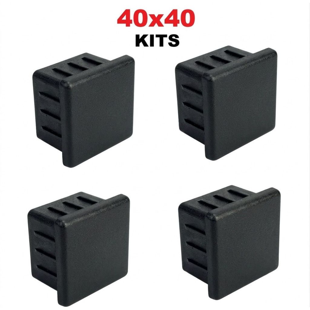 Kit Ponteira Interna 40x40 Metalon Tampa Quadrada Acabamento 4cm x 4cm