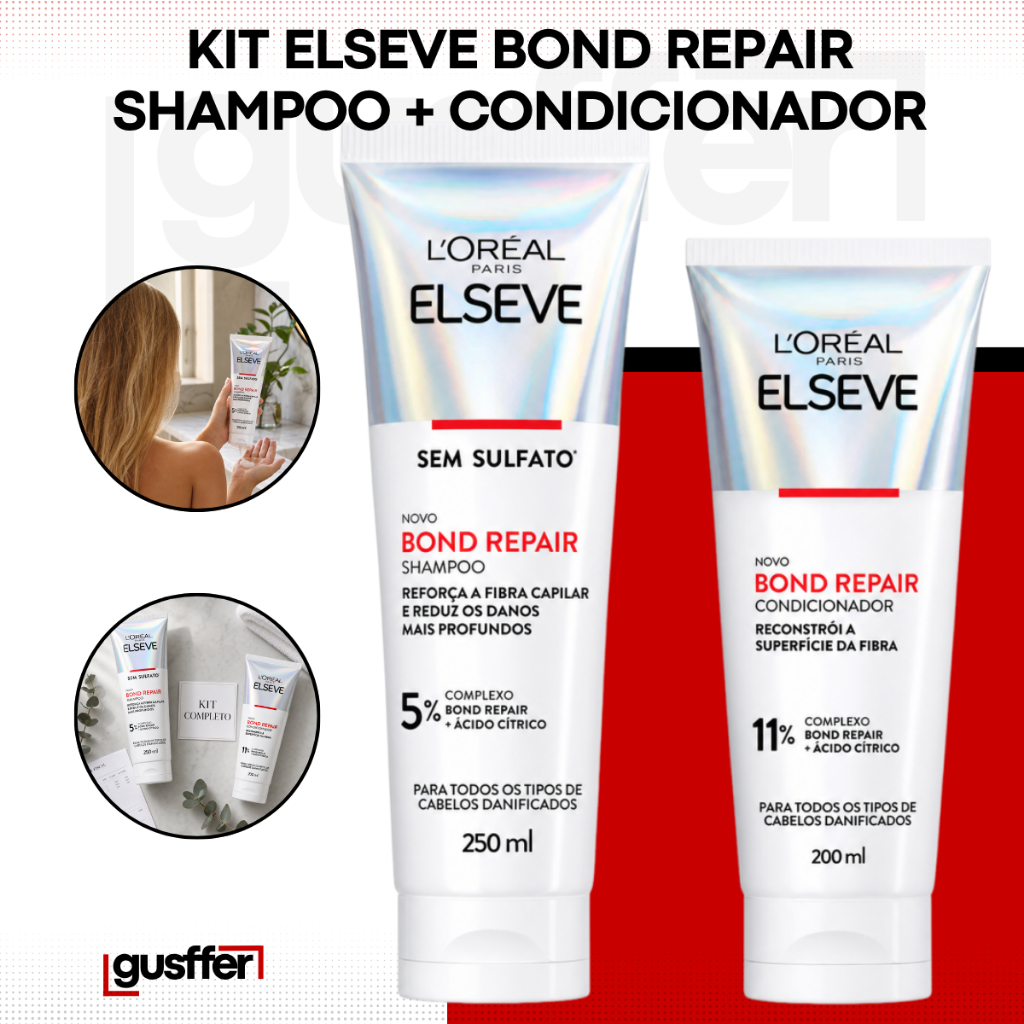 Kit Elseve Bond Repair Shampoo 250ml + Condicionador 200ml Reconstrução Loreal Original