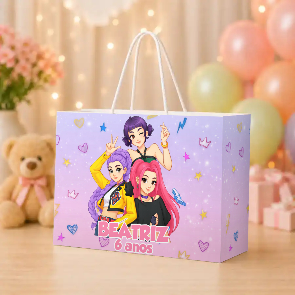 Sacolinhas Personalizadas Guerreiras do K-POP -Lembrancinhas para festas -PEGUE E MONTE