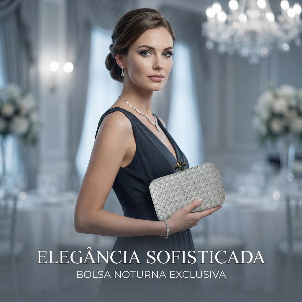 Bolsa Clutch Feminina de Festa Luxo Trançada Elegante Minimalista Premium para Casamento Formatura Evento Noite