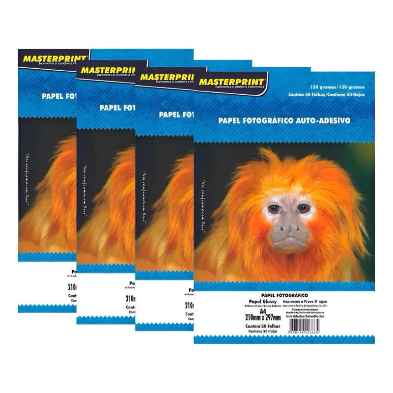 500 Folhas Papel Fotográfico Adesivo A4 Glossy 130g Premium Brilho MasterPrint