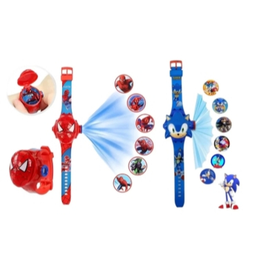Relógio Homem Aranha - Sonic - Bem 10 Digital e Projetor De Imagens Para Crianças Acima de 3 Anos