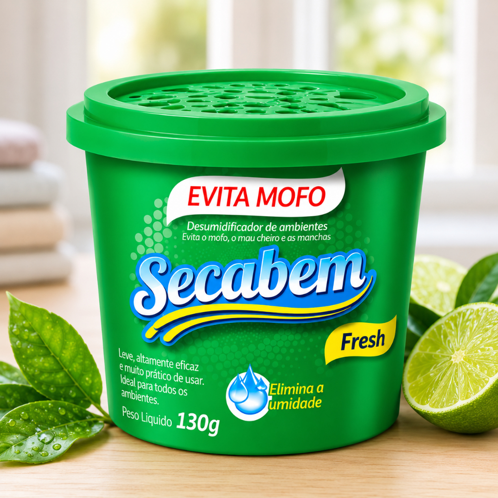 Antimofo SECABEM 130g Fresh Evita mofo Desumidificador de Ar Guarda Roupa Armário