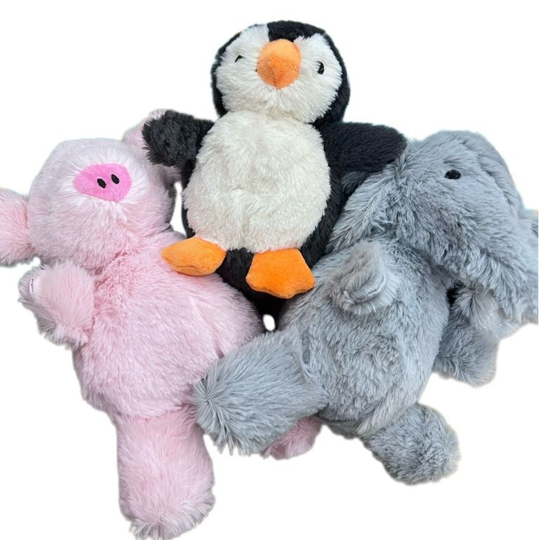 Brinquedo de Pelúcia p/ Cães e Gatos  Animais Fofos com Apito – Sortido (Porco/ Pinguim/ Elefante)