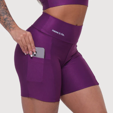 Short Feminino Fitness Com Bolso Para Corrida, Caminhada, Treino Com Compressão de Suplex Premium