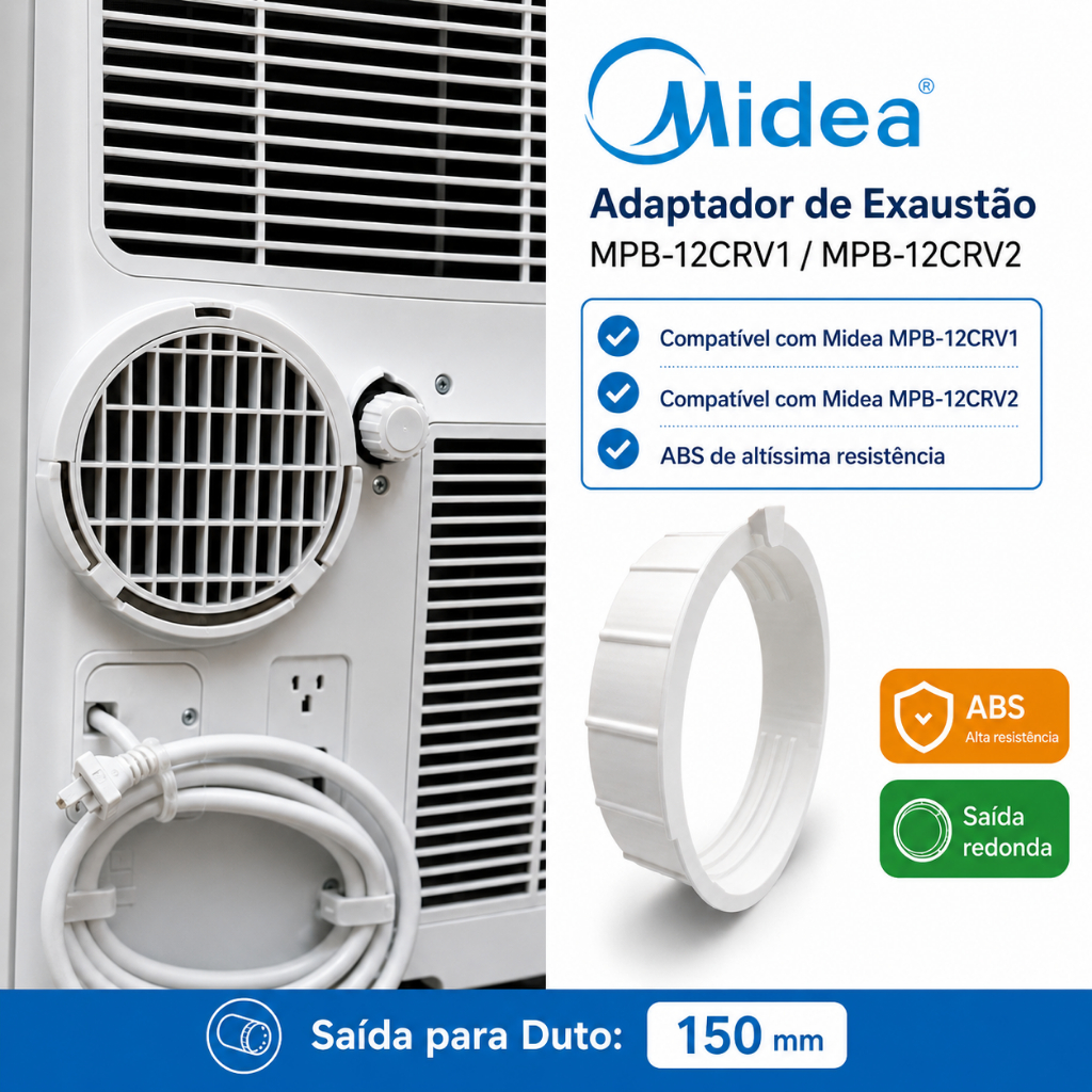 Suporte Adaptador Ar Condicionado Portátil Midea Liva MPB-12CRV1 MPB-12CRV2 150mm ABS
