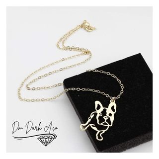 Colar Bulldog Francês Minimalista P Aço Inoxidável Cachorro Dog Cachorrinho