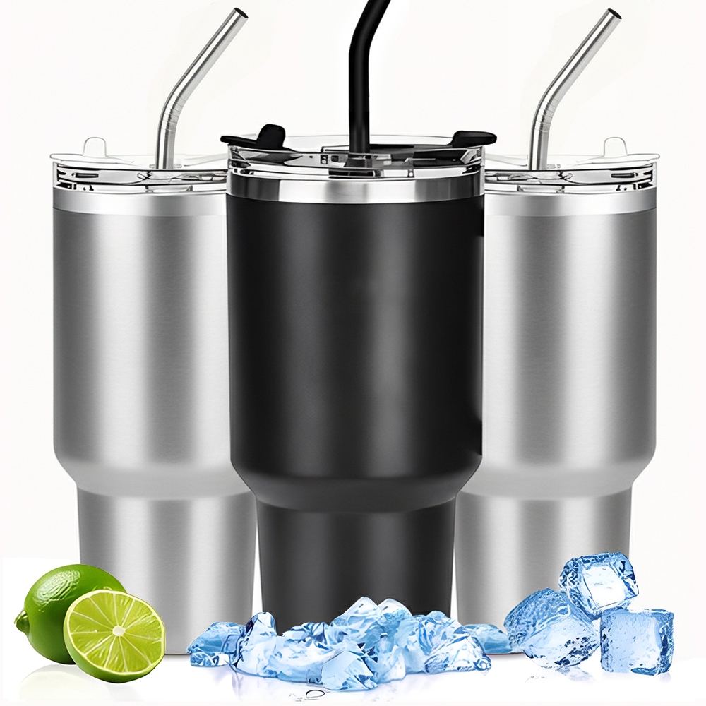 Copo Térmico Inox Portátil 900ml Garrafa Térmica Inoxidável Com Tampa E Canudo