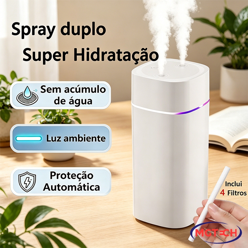 Umidificador De Ar Grande Aromatizador De Ambiente 600ml Ultrassonico Difusor usb Branco