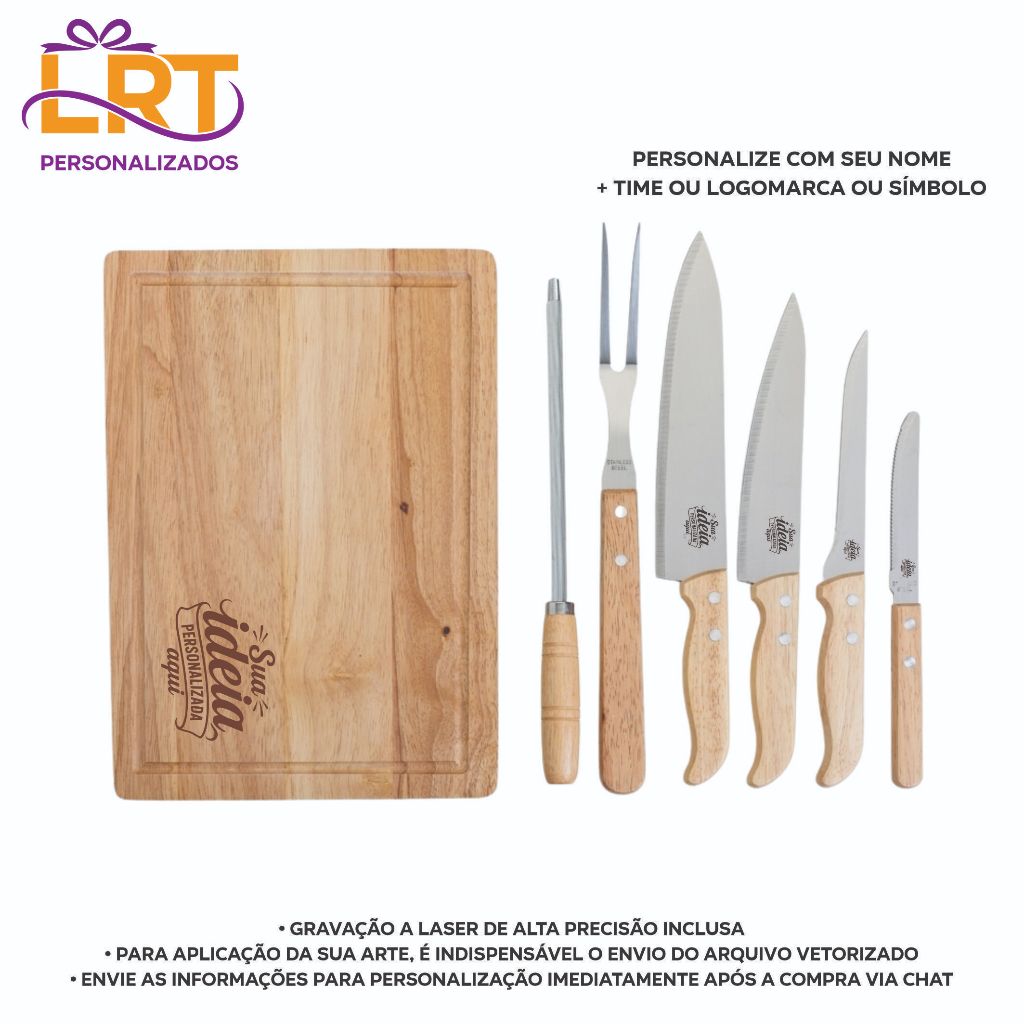 Kit Churrasco Personalizado 8 Peças + Maleta | Presente Dia dos Namorados - Padrinhos - Aniversário