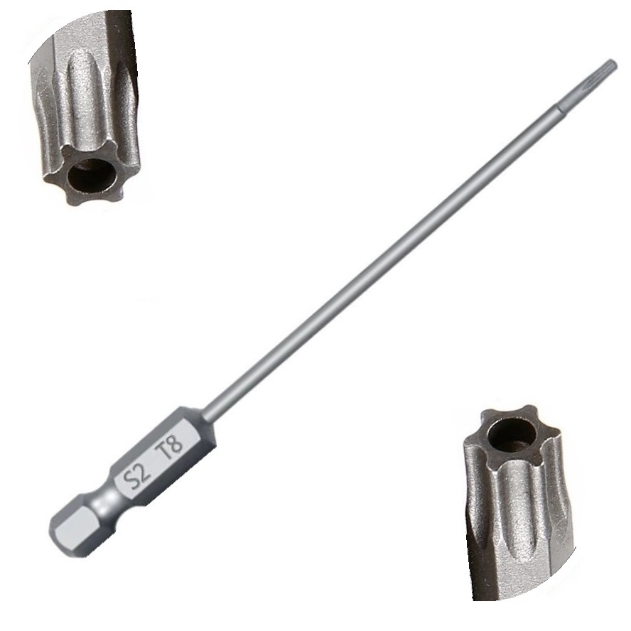 Pontas Bits Torx Furo Guia Longo T8 100mm P/ Parafusadeiras