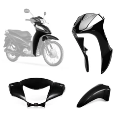 Kit Carenagem Biz 125 Biz 110 2011 2014 2016 freio a Tambor 3 Peças Preto Brilhante