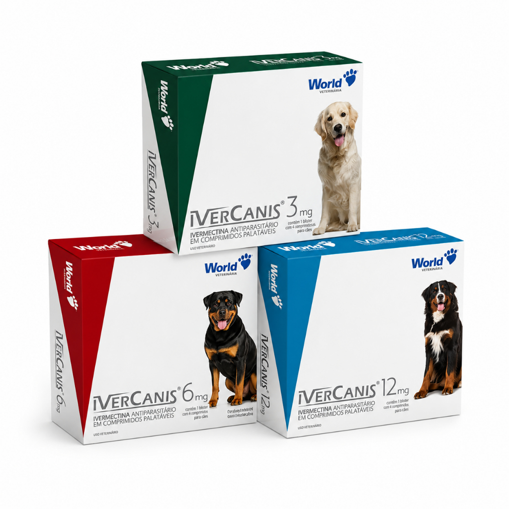 Ivercanis 3mg 6mg 12mg Antiparasitário Sarnas Cães Blister 4cp