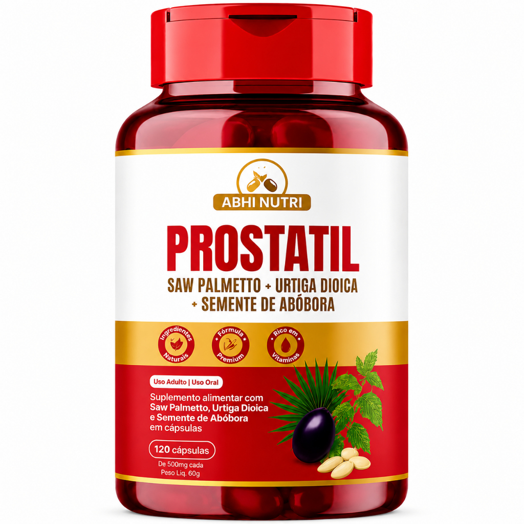 Prostatil 120 Cápsulas 500mg com Fórmula Natural para Saúde Masculina Abhi Nutri