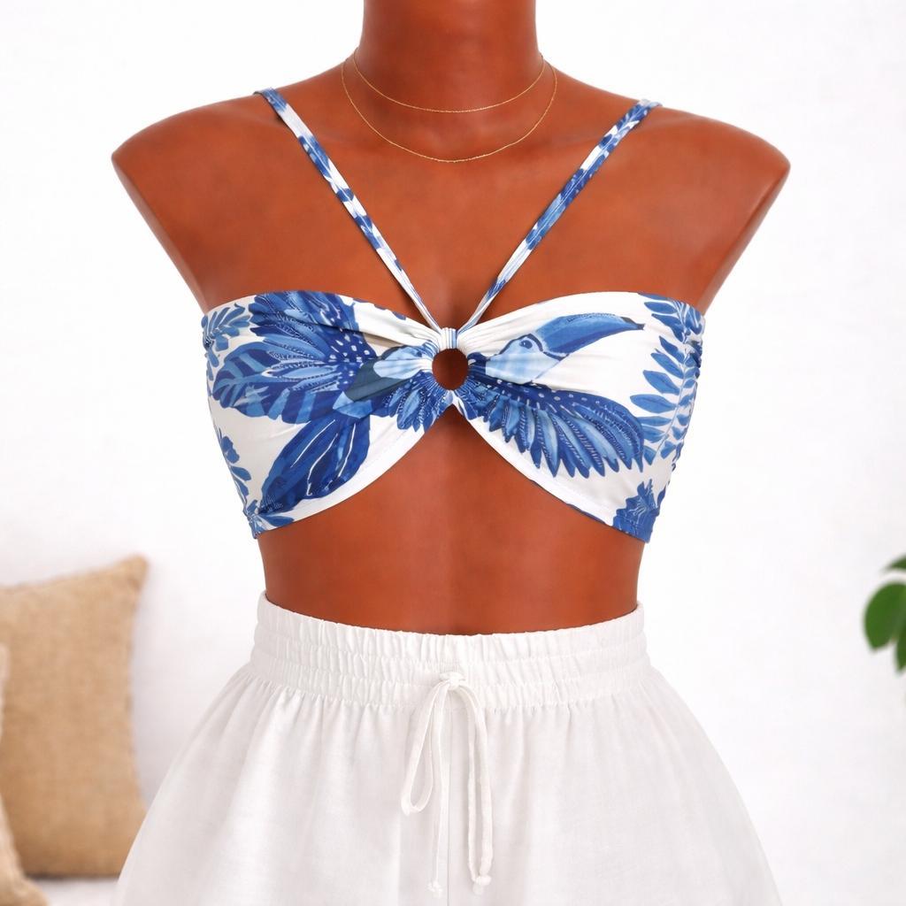 Top Cropped Feminino Inspiração Rio Carioca Multiformas Estampa Tropical Tendência Verão
