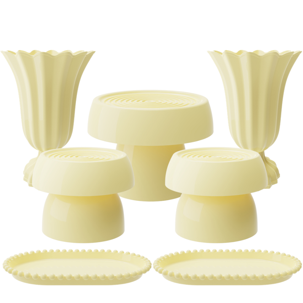 Kit Decoração 7 Peças Mesa Festa Bolera Cogumelo Doce Bolo Aniversário