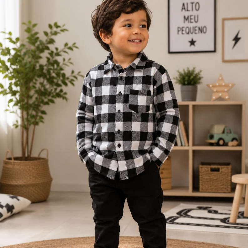 Camisa Flanelada Xadrez Manga Longa