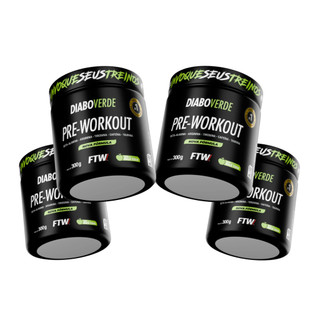Kit 4x Pré Treino Diabo Verde Pre-Workout 300g - FTW