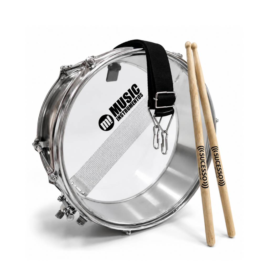 Kit Caixa de Guerra 15x14 C/ Baqueta E Correia PHX Alumínio Banda Marcial