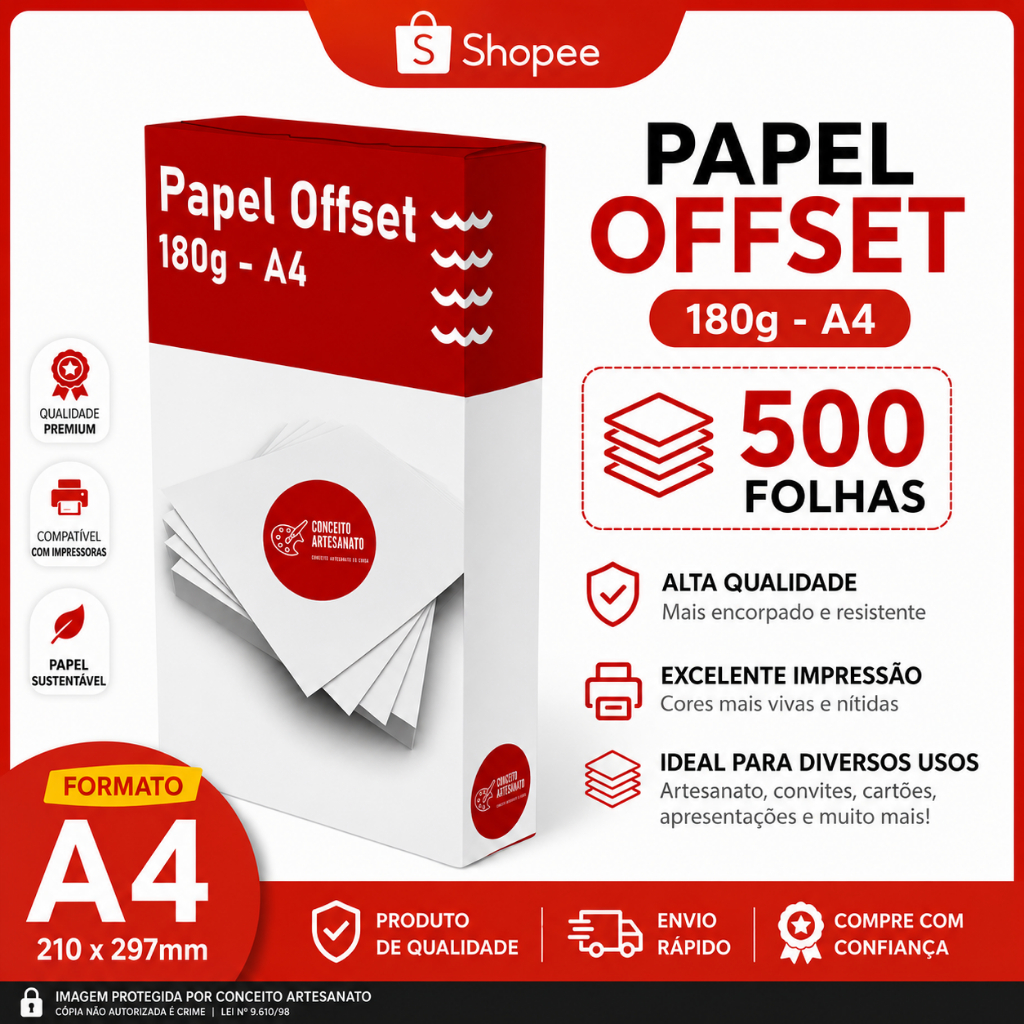 Papel Offset 180g - A4 - 500 folhas