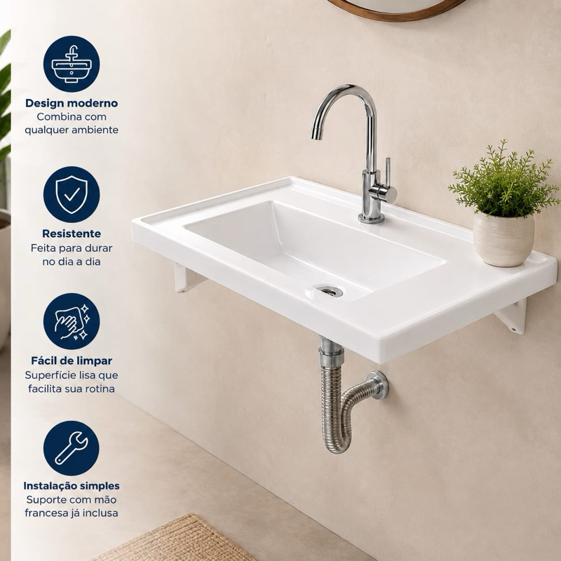 PIA BANHEIRO CUBA LAVABO PLASTICO RESISTENTE