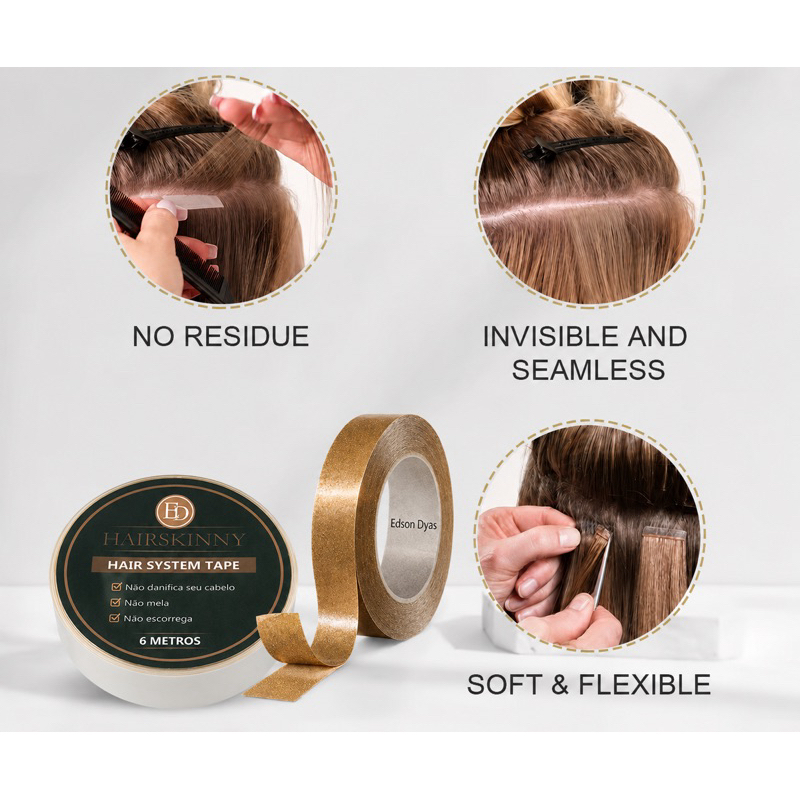 Fita adesiva  para mega hair invisível e fita e mega hair adesiva nao mela e nao escorrega e facil remocão