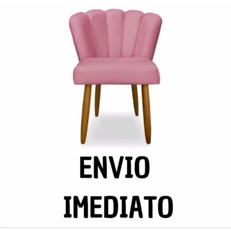 Cadeira petala decorativa veludo rosa
