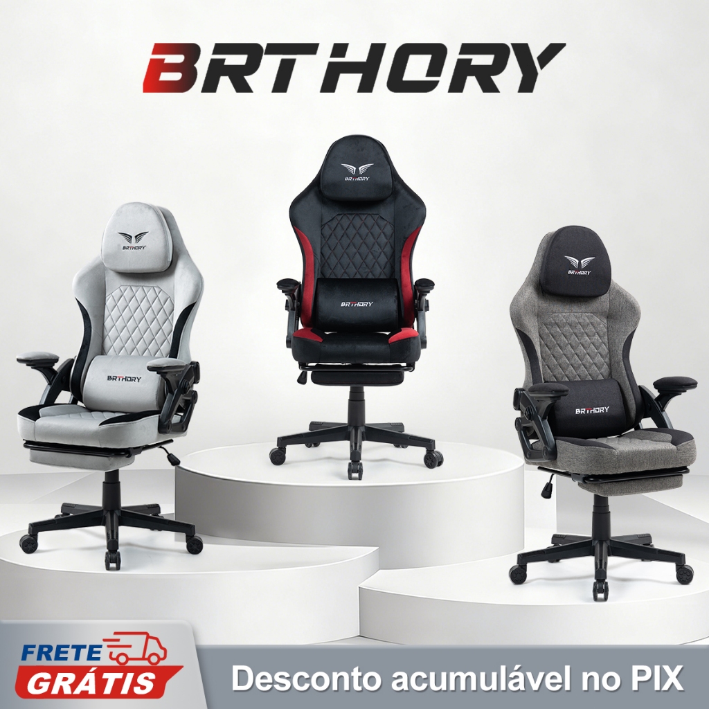 Cadeira Gamer BRTHDRY em Veludo com Apoio para os Pés e Reclinável, Confortável para Jogos e Escritório.