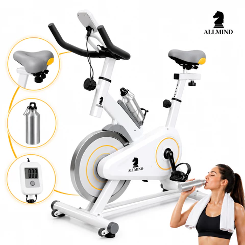 Bike Ergométrica 8kg Fitness Treino musculação Academia 120kg com Painel Digital Squeeze