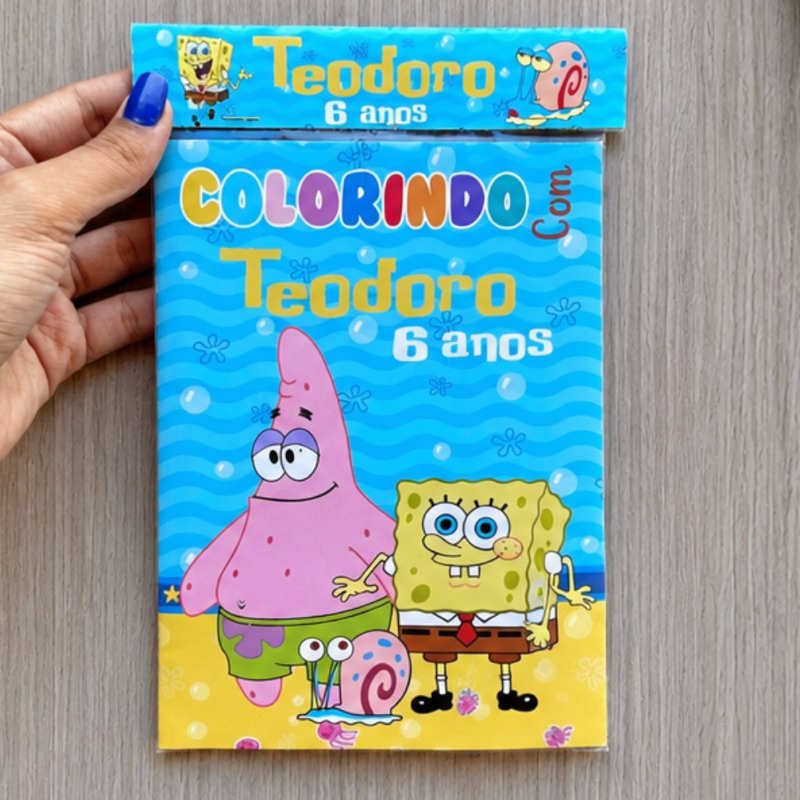 KIT LIVRINHO DE COLORIR BOB ESPONJA PERSONALIZADO | LEMBRANCINHA INFANTIL