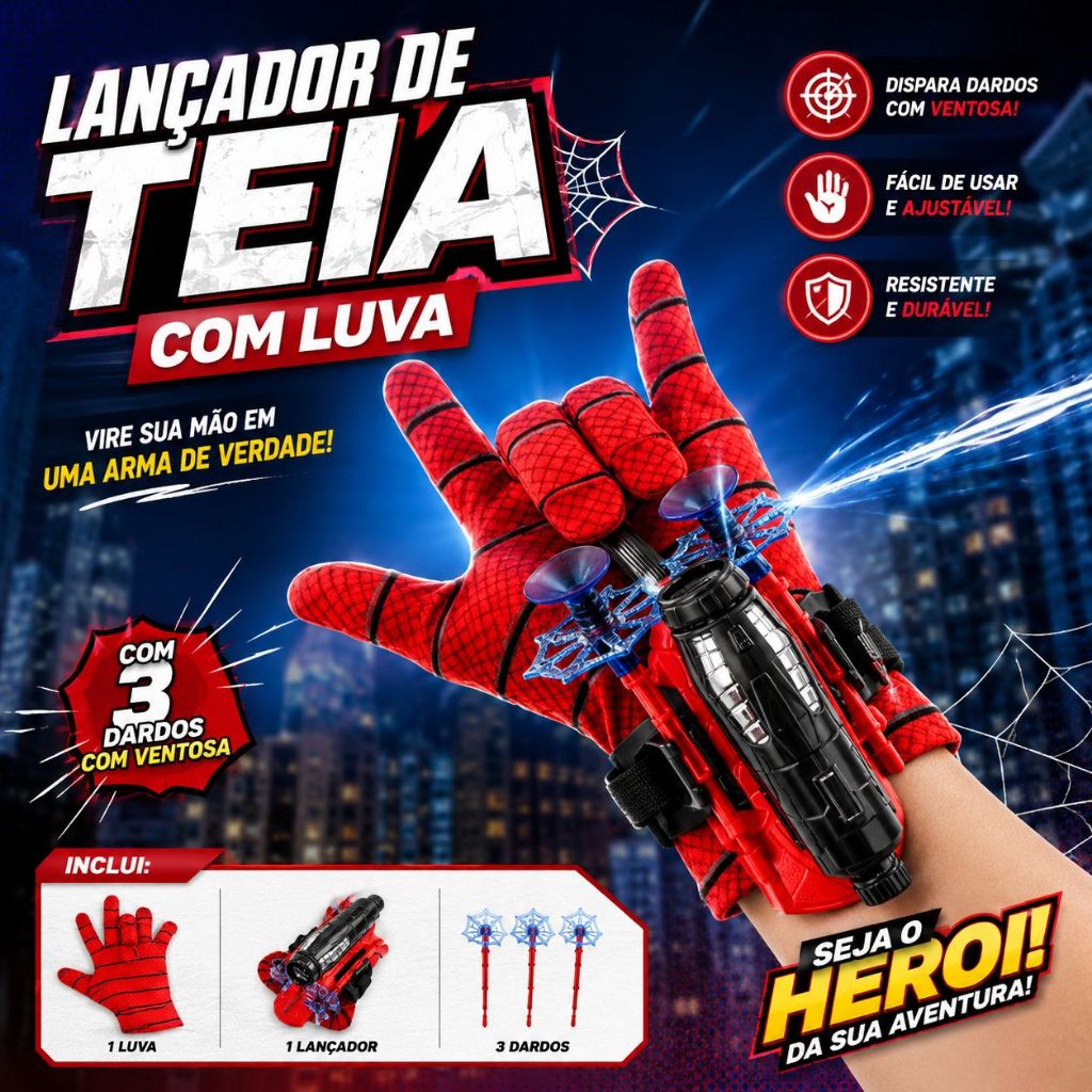 Luvas Homem Aranha Infantil Lançador de Dardo Spider Brinquedo de Menino e Menina presente