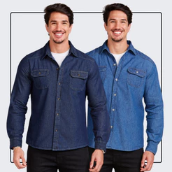 Kit 2 Camisa Masculina Jeans Slim Premium Social