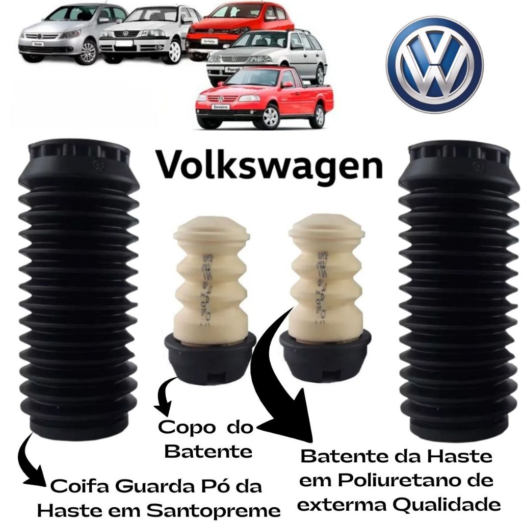 Kit Batente e Coifa Amortecedor Traseiro C/Copo Gol 1985 A 2022 Saveiro 1998 a 2019 Parati Voyage