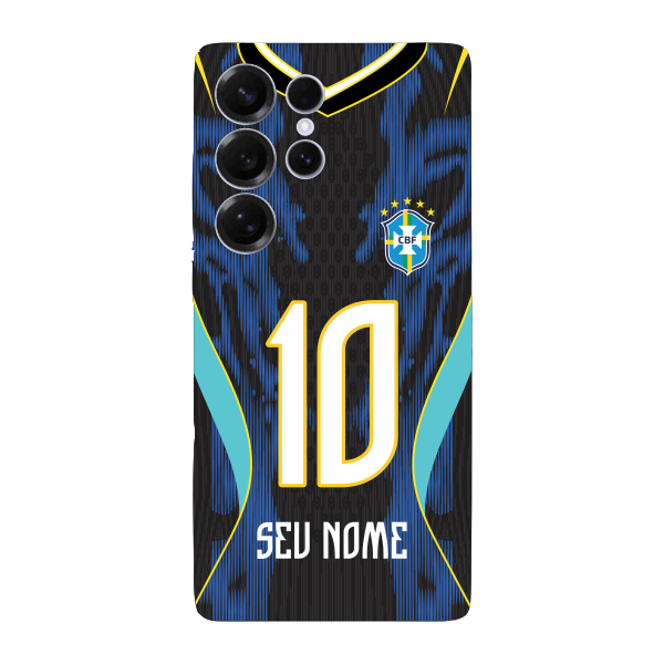 Capinha para Samsung S25 Ultra Anti Impacto Personalizada - Copa Brasil Brazil Azul com nome e número