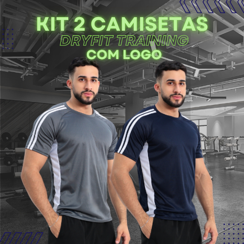 KIT 2 Camisetas Masculinas Dryfit Esportiva Treino Academia Corrida Casual Fitness Poliester