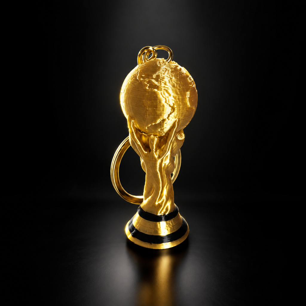 Chaveiro Taça Copa do Mundo Dourado Miniatura Troféu Mochila Bolsa Presente Futebol