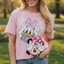 Camiseta Feminina 100% Algodão Minnie E Margarida Premium Divertida
