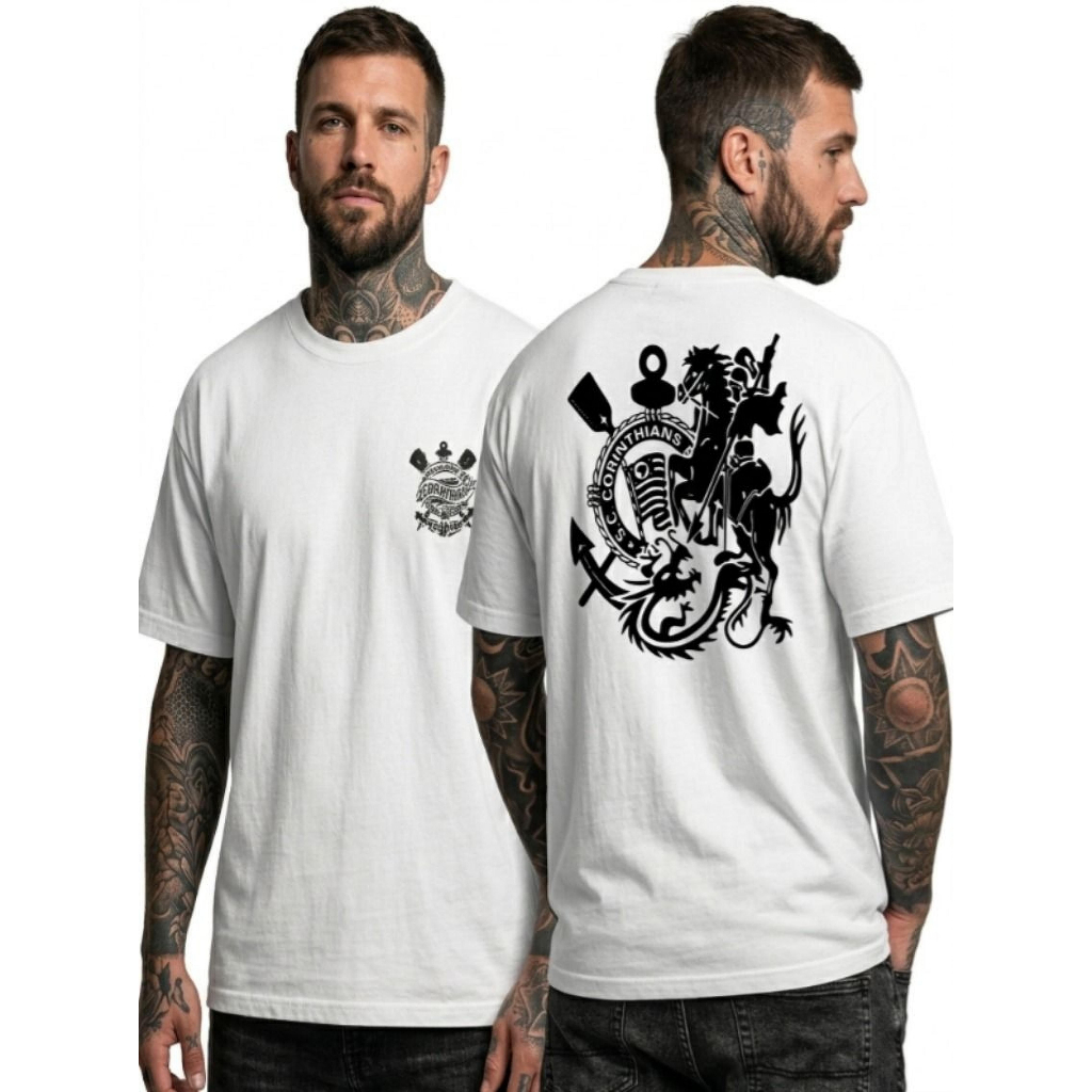 Camiseta Corinthians São Jorge torcedor camisa Timão de algodão masculino e feminino