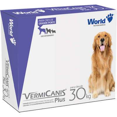 Vermífugo Vermicanis Plus 2,4gr World Cães até 30 kg - Cx 2 Comp.