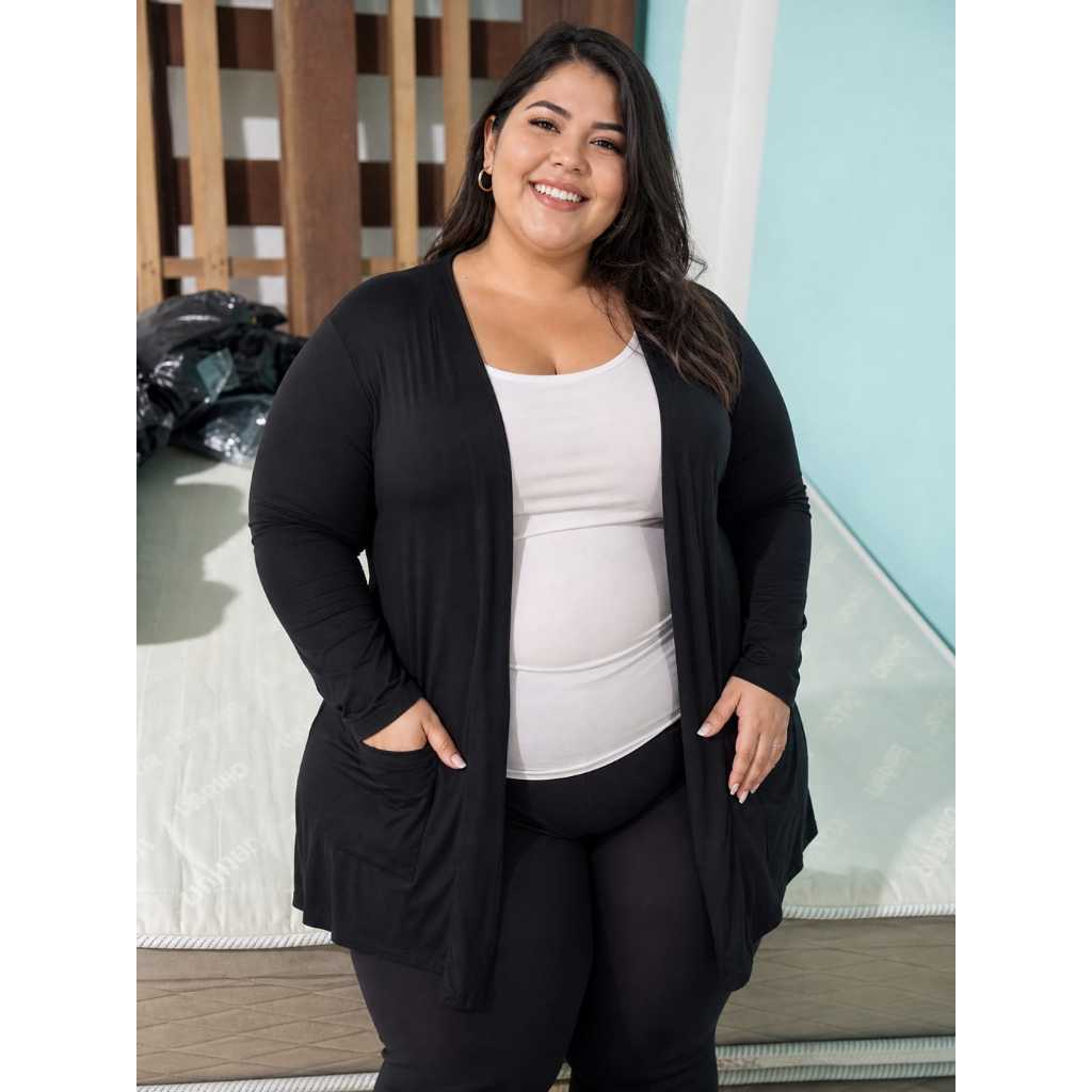 Cardigan Feminino Plus Size casaquinho casaco curto meia estação visco lycra elegante envio imediato inverno