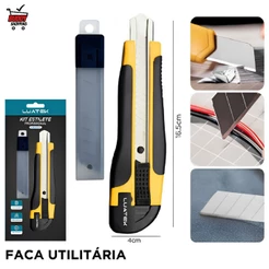 Estilete Profissional 18mm com Trava Automática + 3 Lâminas Extras de Aço Luatek