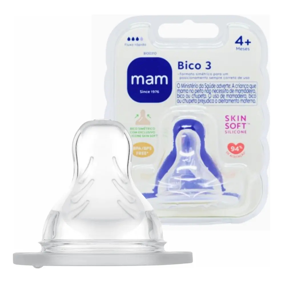 BICO DE MAMADEIRA MAM Nº 3 FLUXO RAPIDO 4+