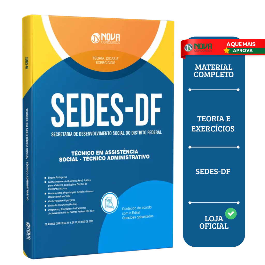 Apostila SEDES-DF 2026 - Técnico em Desenvolvimento e Assistência Social (TDAS) - Técnico Administrativo