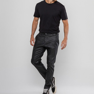 Calça Masculina Casual Preta Resinada Mod Tendência Estação