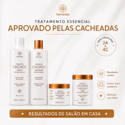 Kit Ativador de Cachos Com 4 Produtos Shampoo Condicionador Máscara e Finalizador Samontte