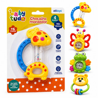 Chocalho Mordedor Bebê Animal Divertido Sensorial Infantil Ludico
